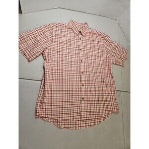 Cabela's Button Down Short Sleeve Men's Plaid Shirt Red White Large Outfitter